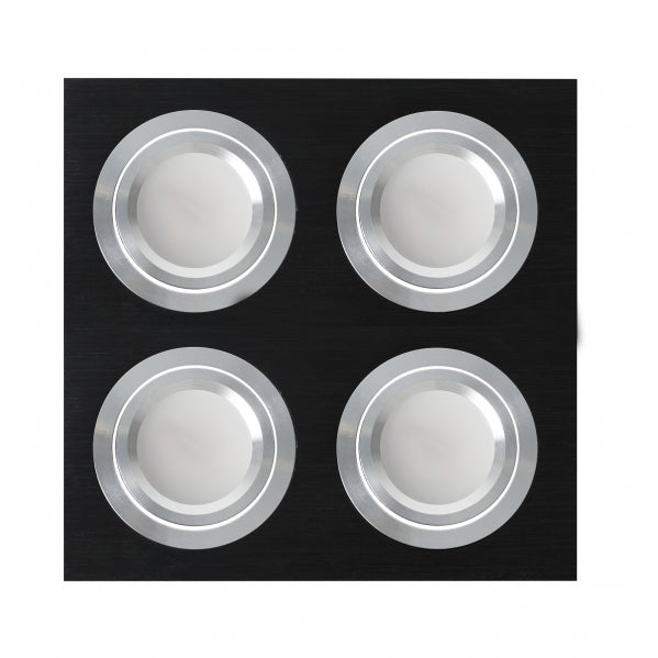 Ceiling light Spotlight Bed Black/chrome 4xgu10 Included 24w 4000k 2400lm 17,5x17,5x2 Androide