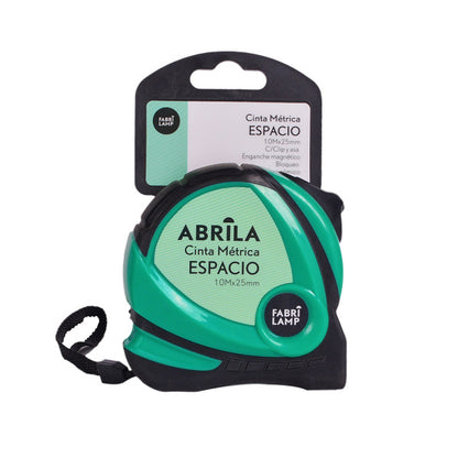 Cinta Metrica Espacio 10mx25mm Negr/verde Clip,asa Enganche Magnetico,bloqueo Y Ergonomico