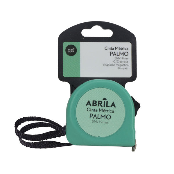 Cinta Metrica Palmo 5mx19mm Verde C/bloqueo, Enganche Magnetico,clip Y Asa