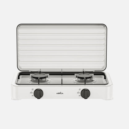 Cocina A Gas Butano Foster Blanca 4400w 2quemador Solo Exterior,tapa Protecc.reg.int.6,5x46,5x26cm