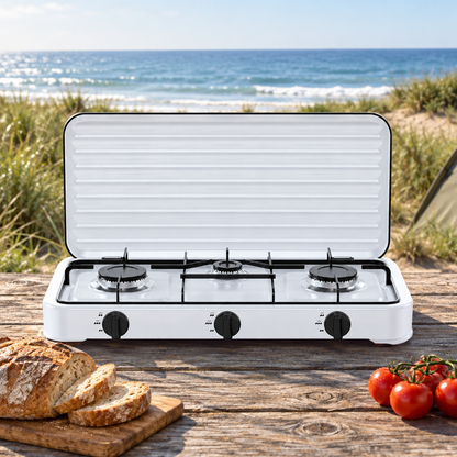 Cocina de gas en un camping costero