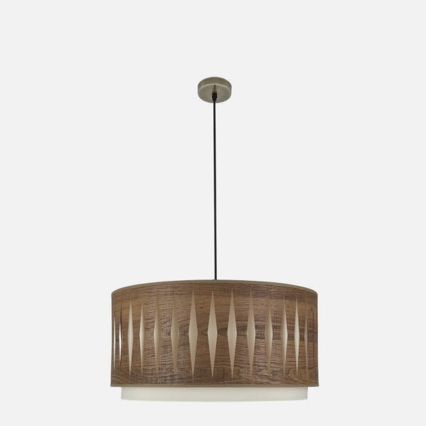 Colgante Alexandra 2xe27 Cuero/madera Oscura Regx50x50 cm