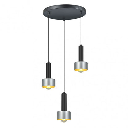 Lámpara Allende 3xe27 Negro/plata Regx35x35 Cm