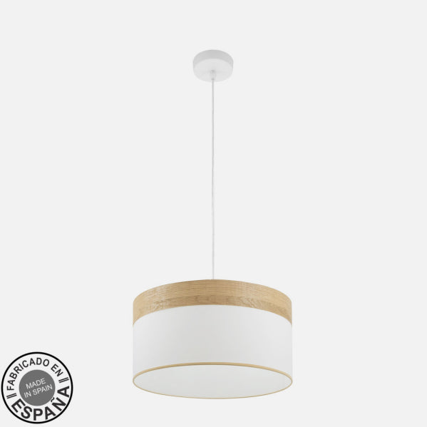 Colgante Cloe 1xe27 Blanco/blanca-madera Clara Regx40x40 cm