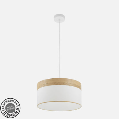 Colgante Cloe 1xe27 Blanco/blanca-madera Clara Regx40x40 cm