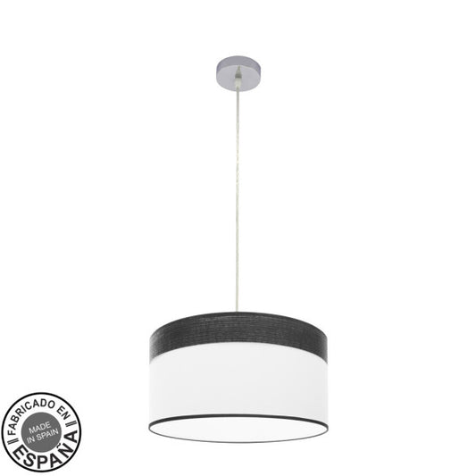 Colgante Cloe 1xe27 Cromo/blanca-madera Negra Regx40x40 cm