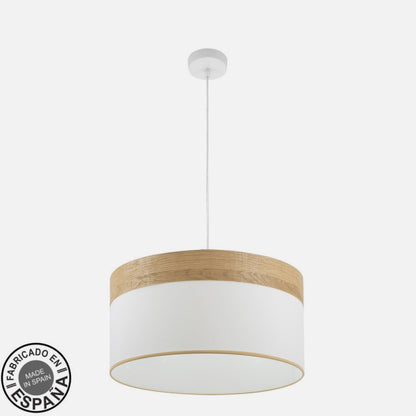Colgante Cloe 2xE27 Blanco/blanca-madera Clara Regx50x50 cm