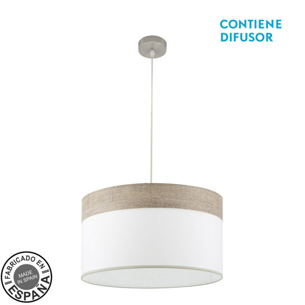 Colgante Cloe 2xe27 Niquel/blanca-madera Gris Regx50x50 cm