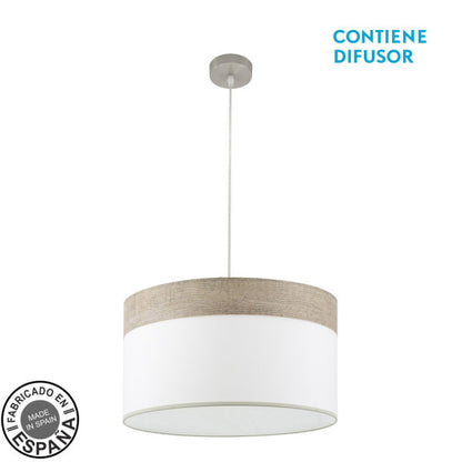 Colgante Cloe 2xe27 Niquel/blanca-madera Gris Regx50x50 cm