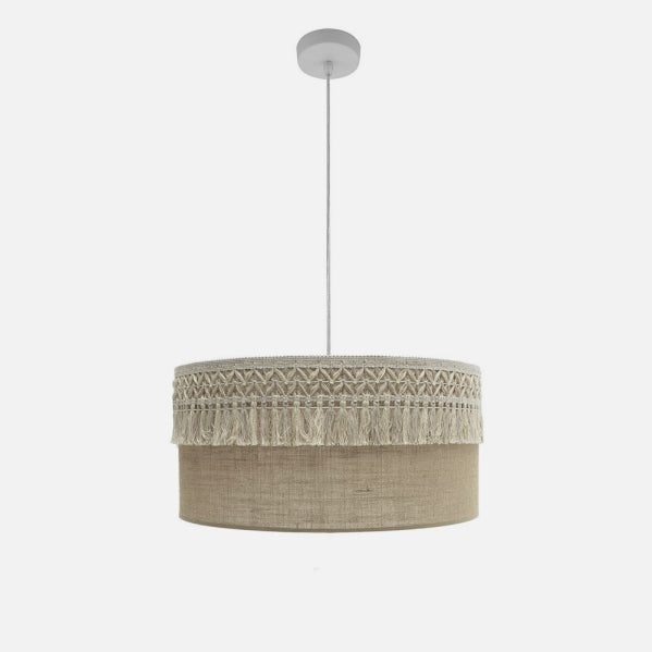 Colgante Ekaterina 2xe27 Blanco/saco Regx50x50 Cm Con Pasamaneria