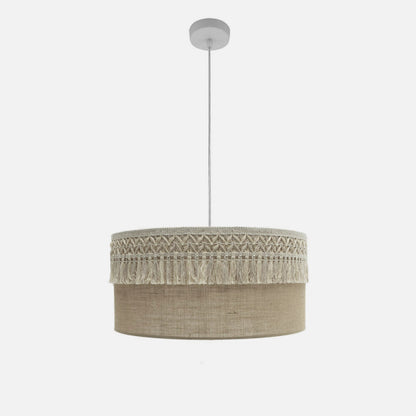 Colgante Ekaterina 2xe27 Blanco/saco Regx50x50 Cm Con Pasamaneria