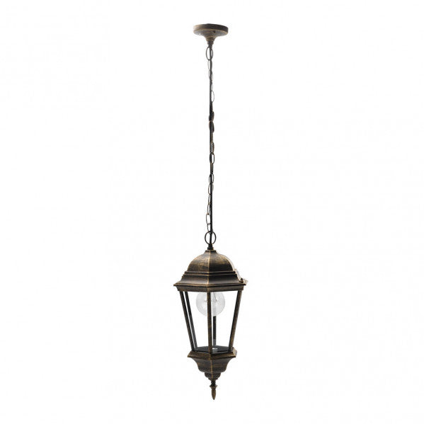 Colgante Ext.aluminio Regulus 1xe27 Neg/oro Ip44  Regx23x23 Cm