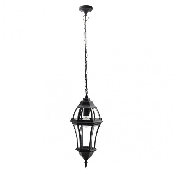 Colgante Exterior Aluminio Becrux 1xe27 Negro Ip44 Regx24x24 Cm