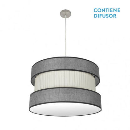 Colgante Home 3xe27 Niquel/gris-beis Regx60x60 Cm