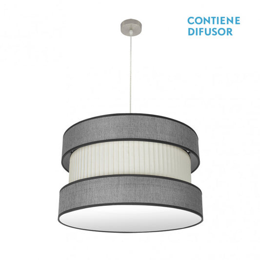 Colgante Home 3xe27 Niquel/gris-beis Regx60x60 Cm