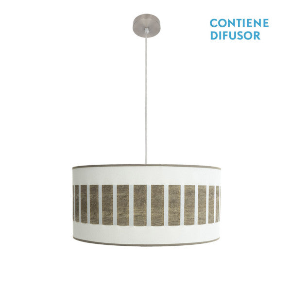 Colgante Ivanna 2xe27 Niquel/blanco-madera Gris Regx50x50 Cm