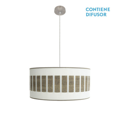 Colgante Ivanna 2xe27 Niquel/blanco-madera Gris Regx50x50 Cm