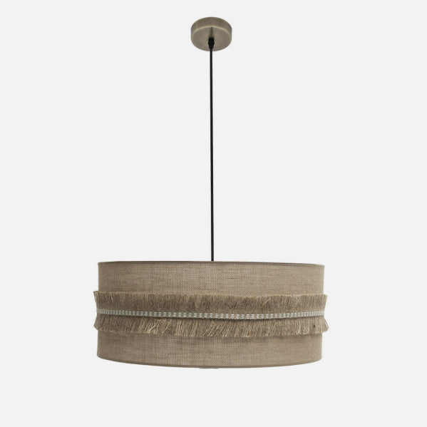 Colgante Kala 3xe27 Cuero/saco Regx60x60 Cm Con Flecos