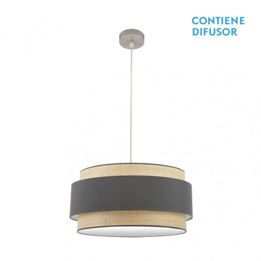Colgante Kandy 3xe27 Natural/gris Regx60x60 Cm
