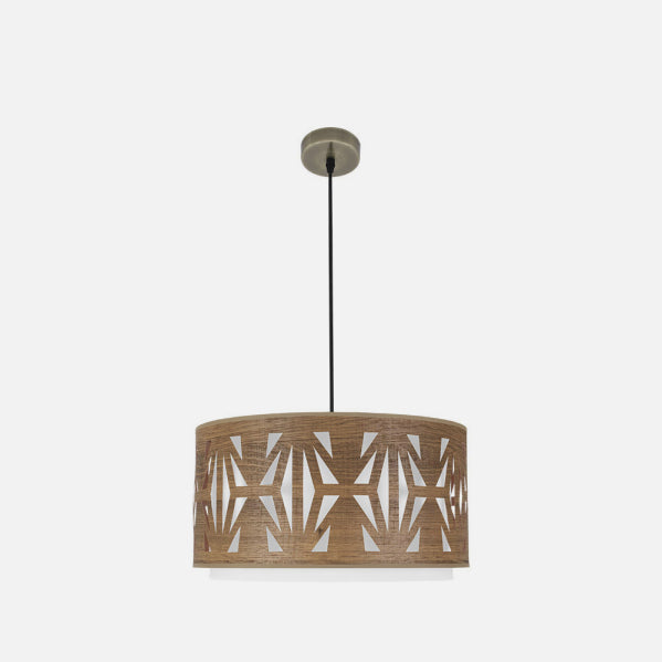 Colgante Katerina 2xe27 Cuero/madera Oscura Regx50x50 cm