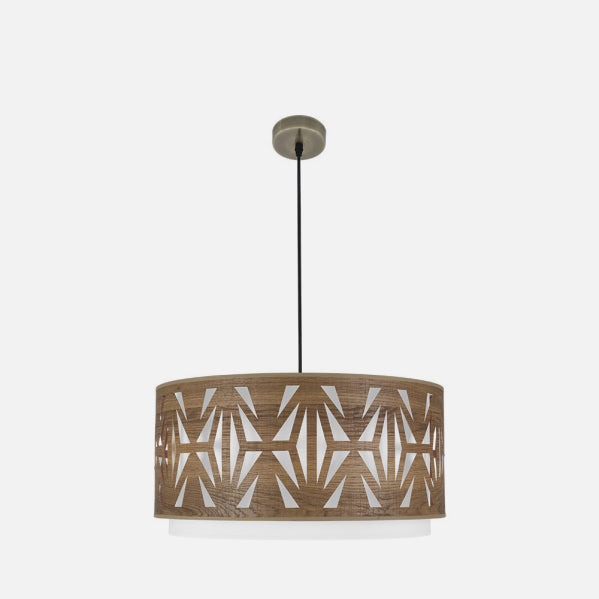 Colgante Katerina 3xe27Cuero/madera Oscura Regx60x60 cm