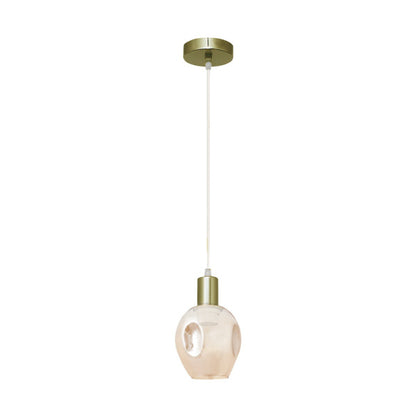Colgante Meteoro 1xe27 Cuero/ambar Regx14 3 Oquedades