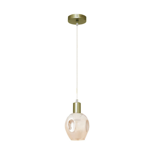 Colgante Meteoro 1xe27 Cuero/ambar Regx14 3 Oquedades