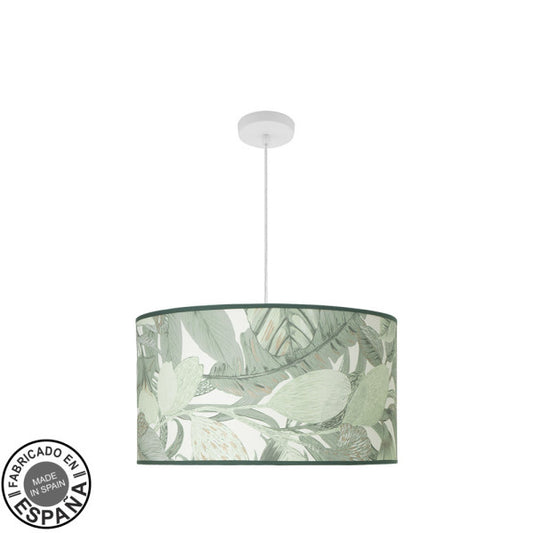 Colgante Moda 3xe27 Blanco/hoja Verde Regx50x50cm C/difusor