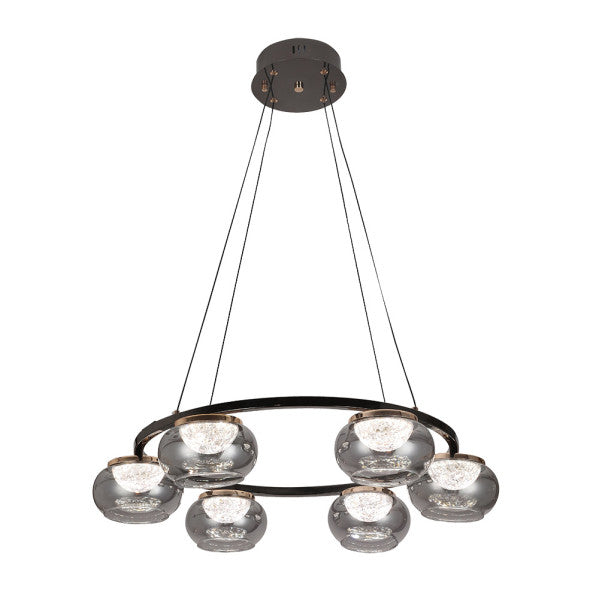 Colgante Pompeya 6l Negro 42w 3000-4000-6000k C/remoto Y Reg.intensidad 3780lm Regx67x67 Cm