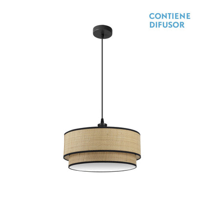 Colgante Roque 2xe27 Natural/negro Regx50x50 Cm