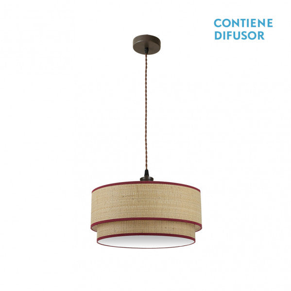 Colgante Roque 2xe27 Natural/rojo Regx50x50 Cm