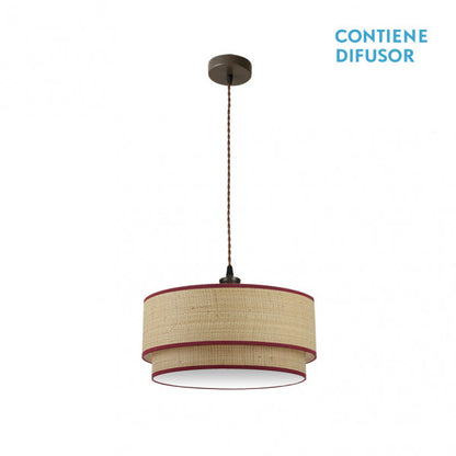 Colgante Roque 2xe27 Natural/rojo Regx50x50 Cm