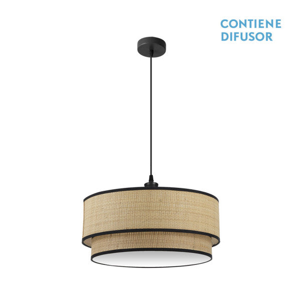Colgante Roque 3xe27 Natural/negro Regx60x60 Cm