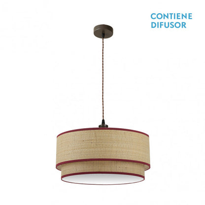 Colgante Roque 3xe27 Natural/rojo Regx60x60 Cm