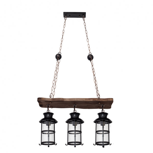Colgante Rustico Cortijo 3xe27 Marron