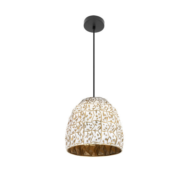 Colgante Tebas Negro/blanco/oro 1xe27 Regx33x33 Cm