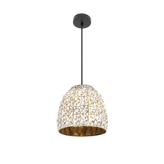 Colgante Tebas Negro/blanco/oro 1xe27 Regx33x33 Cm