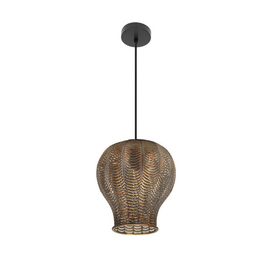 Colgante Trikala Negro/cuero Envejecido 1xe27 Regx29x29 Cm