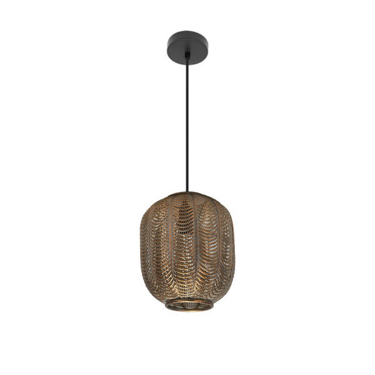 Colgante Trikala Negro/cuero Envejecido 1xe27 Regx25x25 Cm
