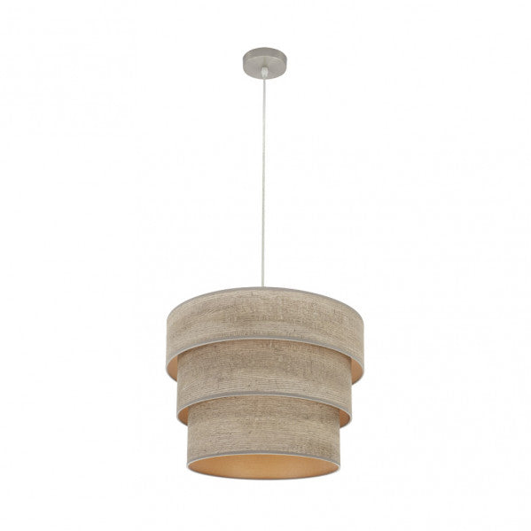 Colgante Triple Smile 1xe27 Niquel/madera Gris Regx40x40 Cm