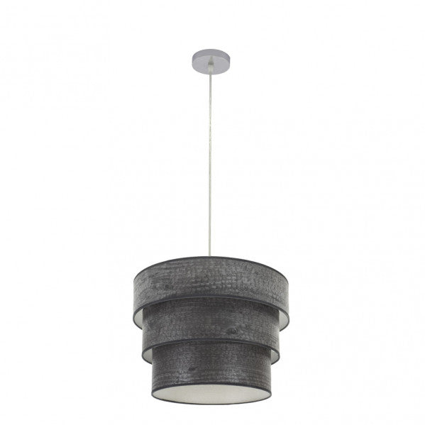 Colgante Triple Smile 1xe27 Cromo/Madera Negra Regx40x40 Cm