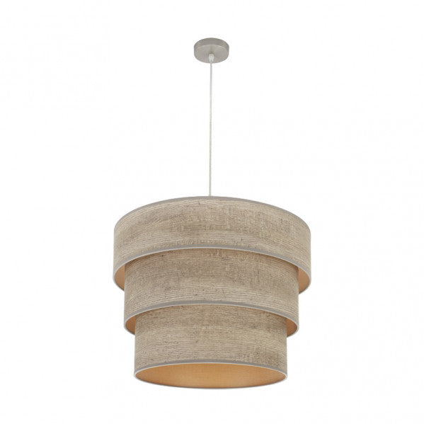 Colgante Triple Smile 3xe27 Niquel/madera Gris Regx50x50 Cm