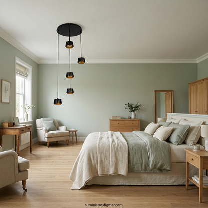Domenica negro y oro en dormitorio