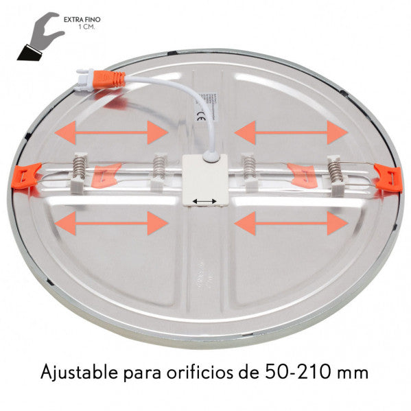 Downlight 20w 4000k Cromo Porvenir 1920lm 1x23x23 Cm De Empotrar Corte Ajustable 5-21 Cm