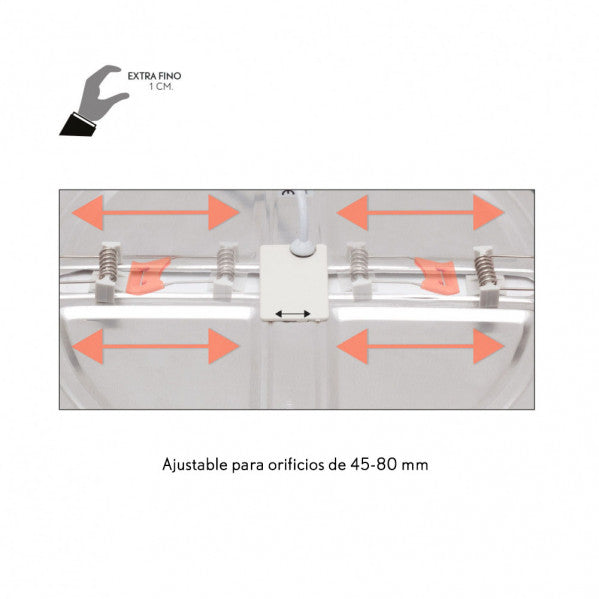 Downlight 8w 5500k Cromo Providencia 586lm 1x11,8x11,8 Cm De Empotrar Corte  Ajustable 4,5x4,5-8x8 Cm