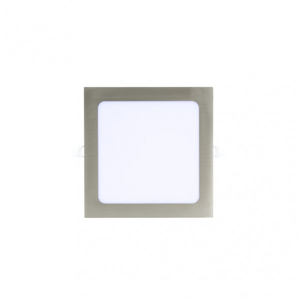 Downlight Basalto 12w 6500k Niquel Cuadrado 1080lm 2,5x17x17 Cm Corte 15,5x15,5 Cm