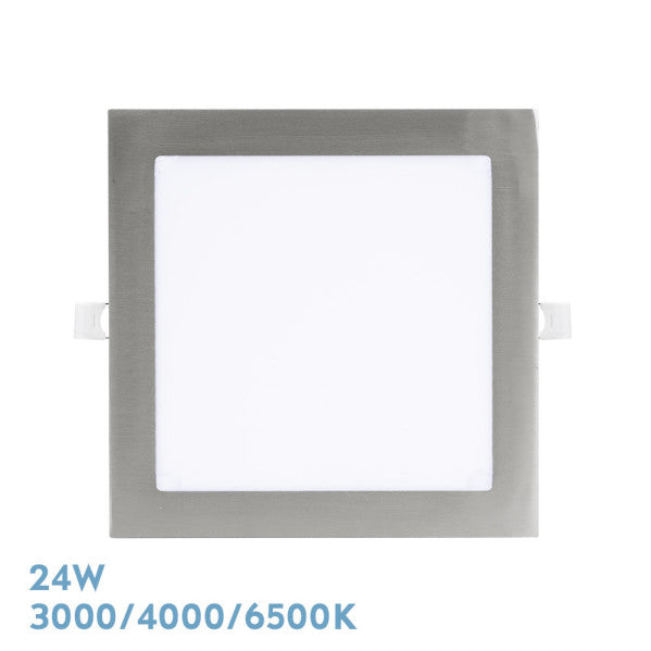 Downlight Empotrar Abaco 24w 3000-4000-6500k Niquel 2160lm Cuadrado 1,3x22,5x22,5cm Corte 20d