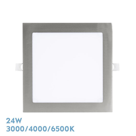 Downlight Empotrar Abaco 24w 3000-4000-6500k Niquel 2160lm Cuadrado 1,3x22,5x22,5cm Corte 20d