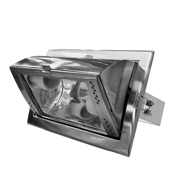Downlight Rectangular  Empotrar 2xe27 Niquel 10x21,5x14,5 Cm Corte 21,5x13,5cm