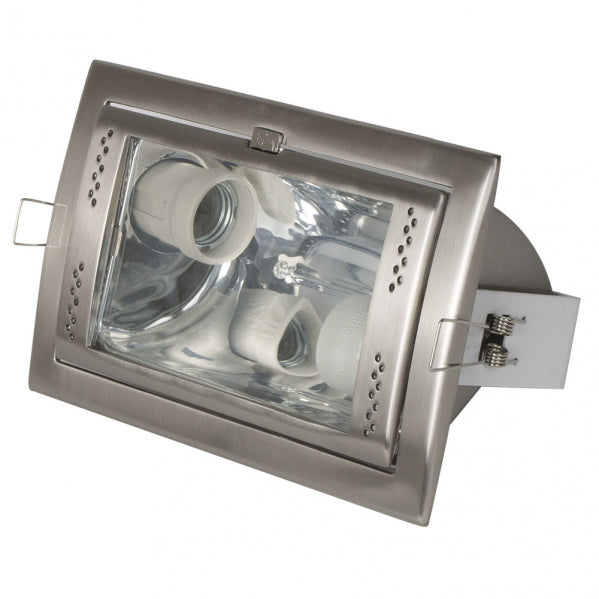 Downlight Rectangular  Empotrar 2xe27 Niquel 10x21,5x14,5 Cm Corte 21,5x13,5cm